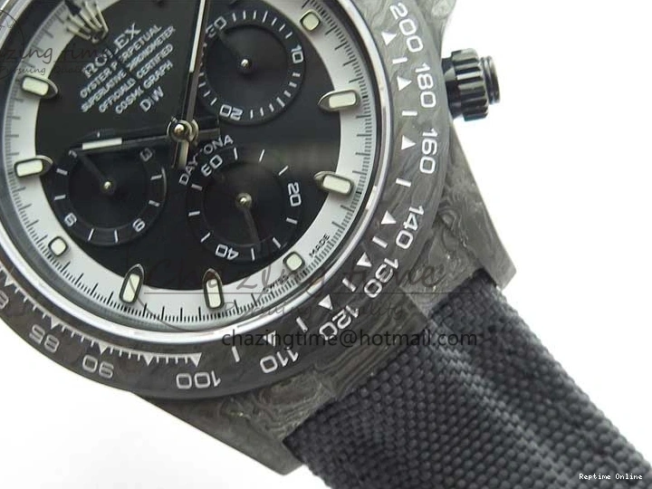 0601 Daytona DIW Carbon OMF Best Edition Black White Dial on Black Nylon Strap A OnTrend 2843